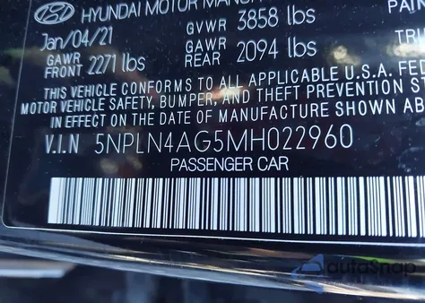 2021 Hyundai Elantra Sel from USA, damaged, VIN 5NPLN4AG5MH022960
